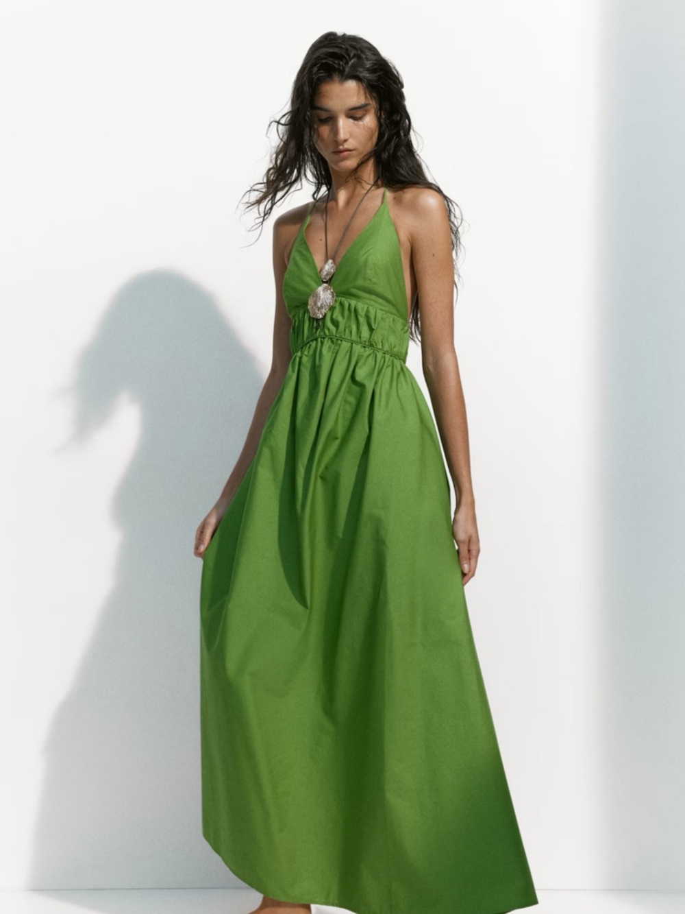 H&M Bright Green Halter Maxi Dress